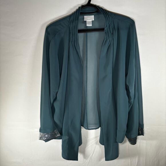 Soft Surroundings Kimono Jacket Size XL Women’s Aqua Sequins Open Front - Picture 2 of 8